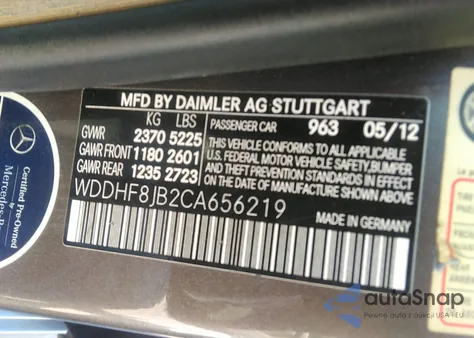2012 Mercedes-Benz E 350 4Matic from USA, damaged, VIN WDDHF8JB2CA656219